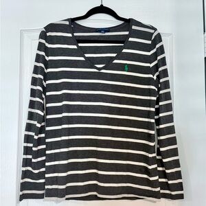 Ralph Lauren Charcoal and Cream Striped Top